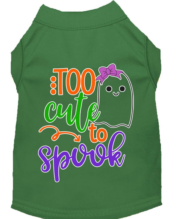 Too Cute to Spook-Girly Ghost Screen Print Dog Shirt Green XXL